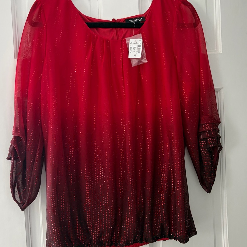 Roz & Ali Red Ombre Blouse